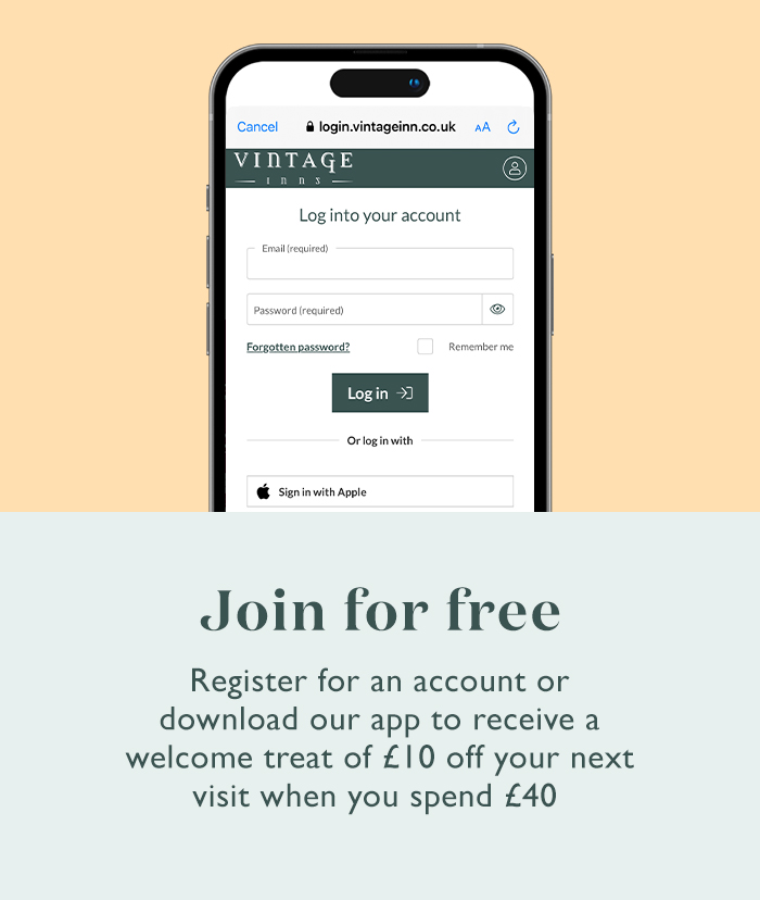 Join the Vintage Inns Rewards app for free